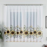 Firana Słoneczniki, woal z ołowianką 350x153 cm 