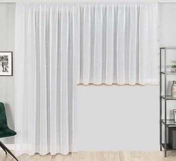 Firany balkonowe z białej etaminy – komplet na okno i drzwi z taśmą smok