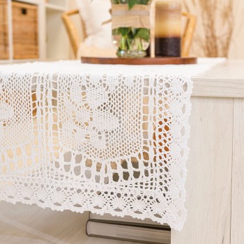 BIEŻNIK biały szydełkowy  szer.50x100 cm 