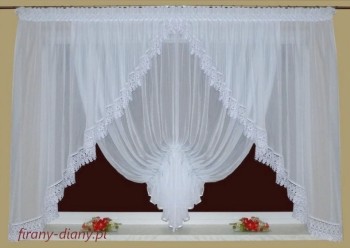 Firana woalowa MELA z gipiurą i żabotem 460x150 cm