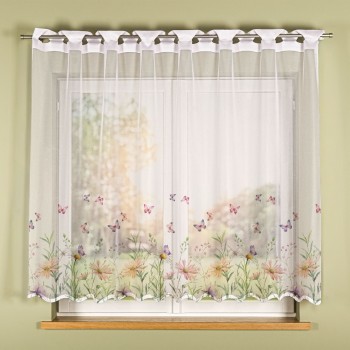Firana żakardowa Łąka z motylami 250x155 cm - gotowa wsuwana na karnisz 