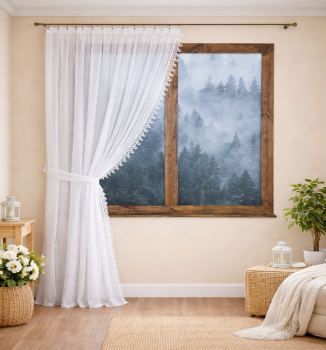 Firana z gipiurą, szer. 280 cm, wys. do 260 cm - lewa