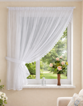 Firanka z szarfą szer. 270 cm - wąska firana do kuchni i salonu