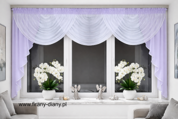 Lambrekin do pokoju dziewczynki 300 cm – firana z woalu, fioletowe boki