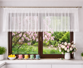 Firana lambrekin z gipiurą szer. 620x60 cm - firana do kuchni