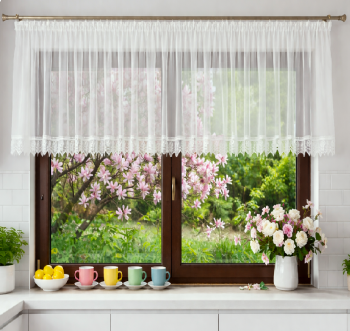 Krótki lambrekin woalowy do kuchni 400x55 cm - gipiura 10 cm (1)