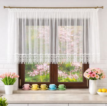 Krótka firana na taśmie 310x110 cm - gipiura 20 cm