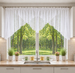 Krótka firana gotowa kopertowa 360x90 cm - lambrekin woalowy