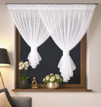 Firana woalowa 2 kokony 400x150 cm – nowoczesna firana z woalu kresz