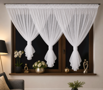 Firana nowoczesna do salonu PAULA 550x160 cm - 3 kokony