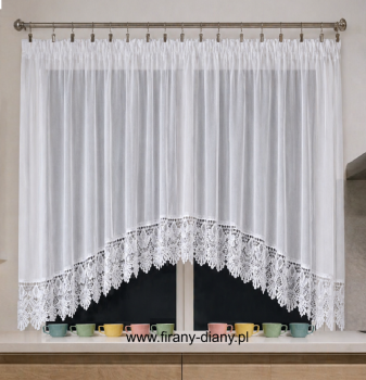 Firana gotowa na taśmie Łuk 300x160 cm - etamina z gipiurą 20 cm