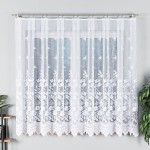 Krótka firana żakardowa w kwiaty 023092 - szer. 580x155 cm